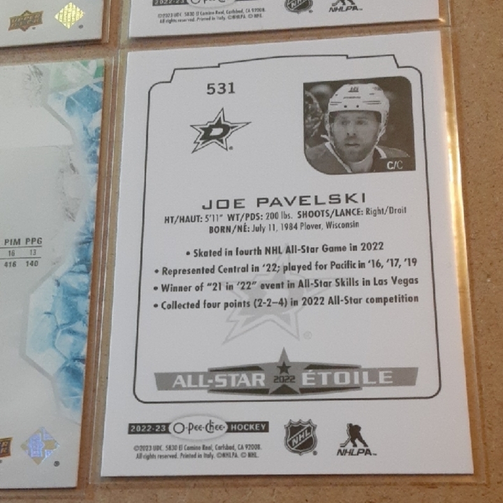 Joe Pavelski Dallas Stars Hockey Trading Cards Set - Picture 10 of 16